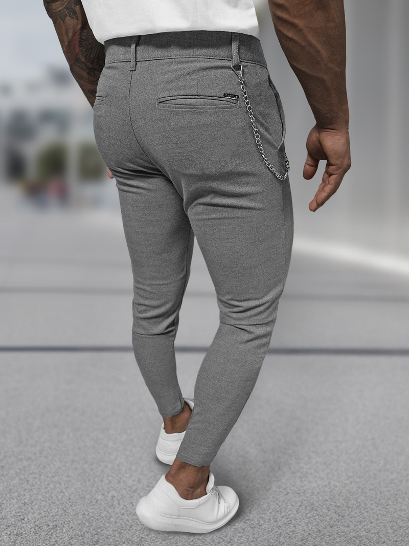 Pánské Chino Kalhoty Tmavě-Šedé OZONEE DJ/3300