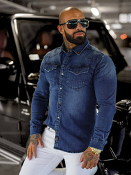 Pánská džínová košile modrá OZONEE O/51411