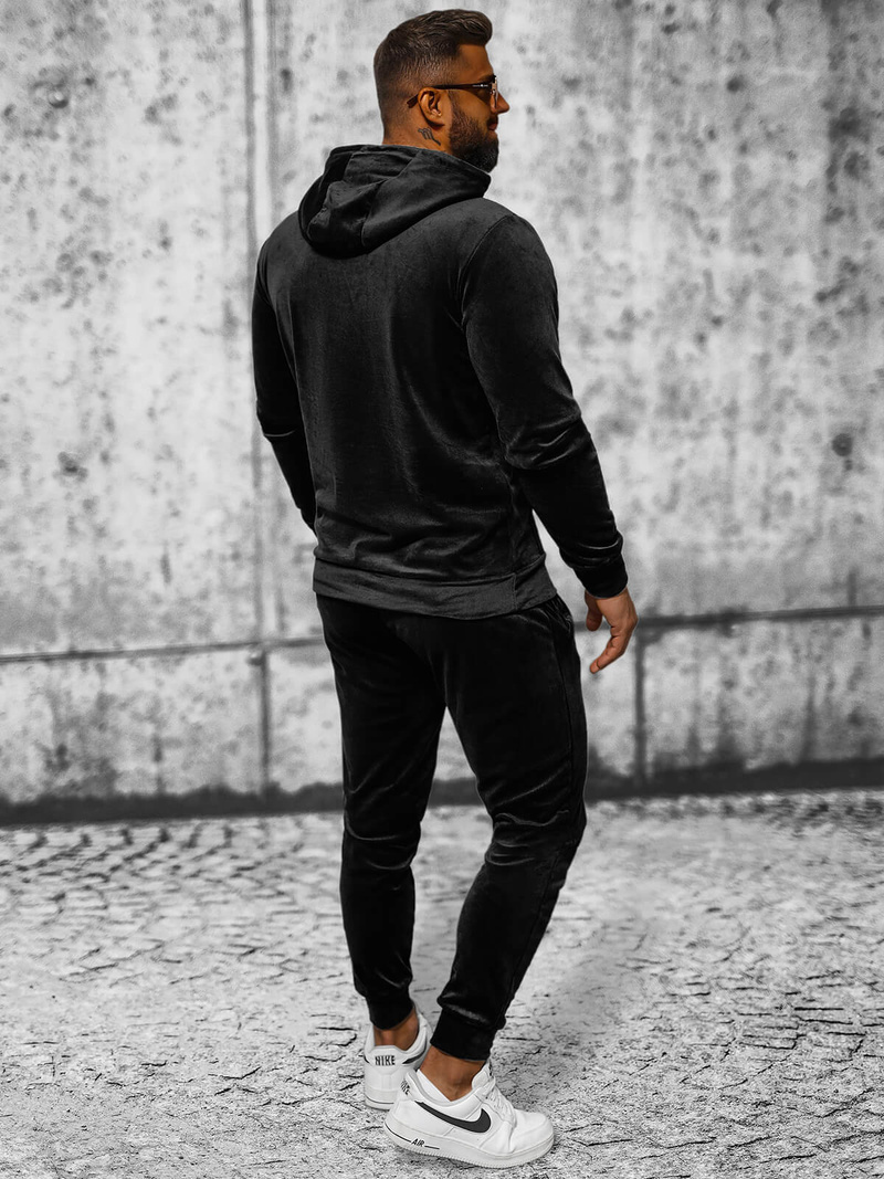 Pánská Velurová Tepláková Souprava Černá OZONEE JS/8C1171/3