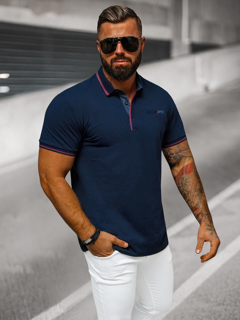 Pánské Polo Tričko Námořnická Modřá OZONEE O/DA758