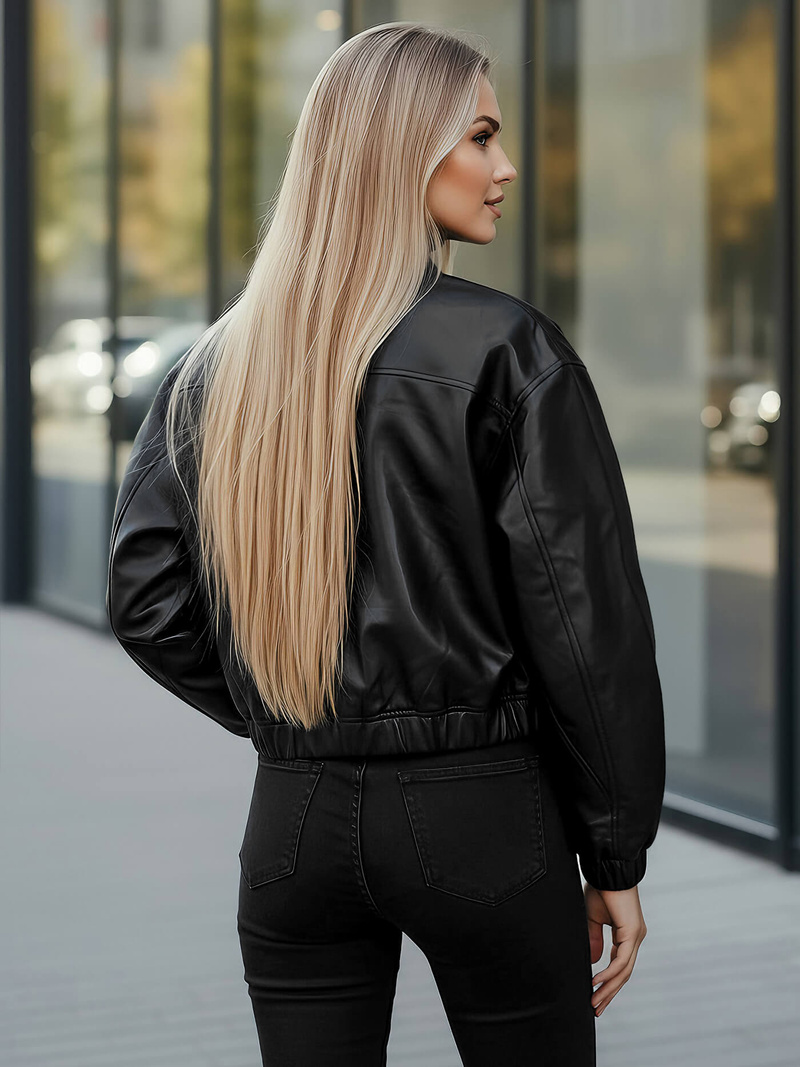 Dámská koženková bunda křivák černá OZONEE JS/11Z8281