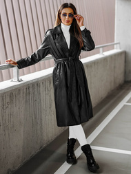 Dámský Kožený Kabát Černá OZONEE JS/11Z8100