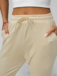 Dámské Velurové Tepláky Ecru OZONEE JS/8K1532/155