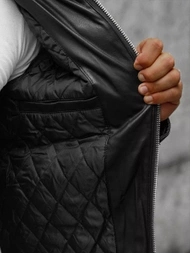 Pánská Koženková Bunda Černá OZONEE JS/11Z8001