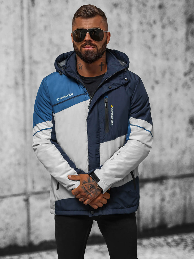 Pánská Bunda Šedo-Námořnická Modřá OZONEE JS/M35/92