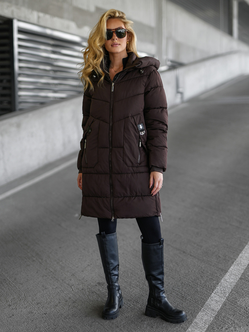 Dámská Zimní Bunda Čokoláda OZONEE JS/16M9302/158