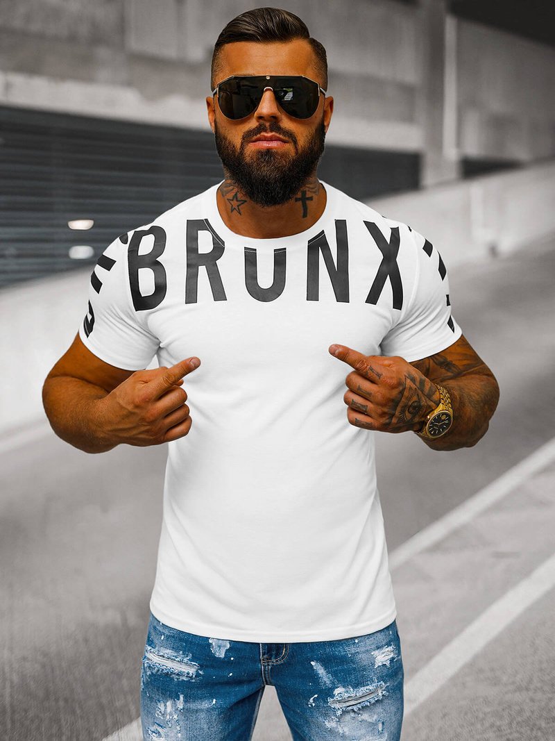 Pánské Tričko Bílé OZONEE O/8T1265/1