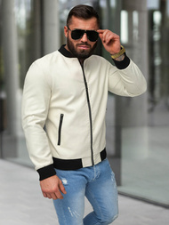 Pánská Koženková Bunda Ecru OZONEE JS/11Z8107