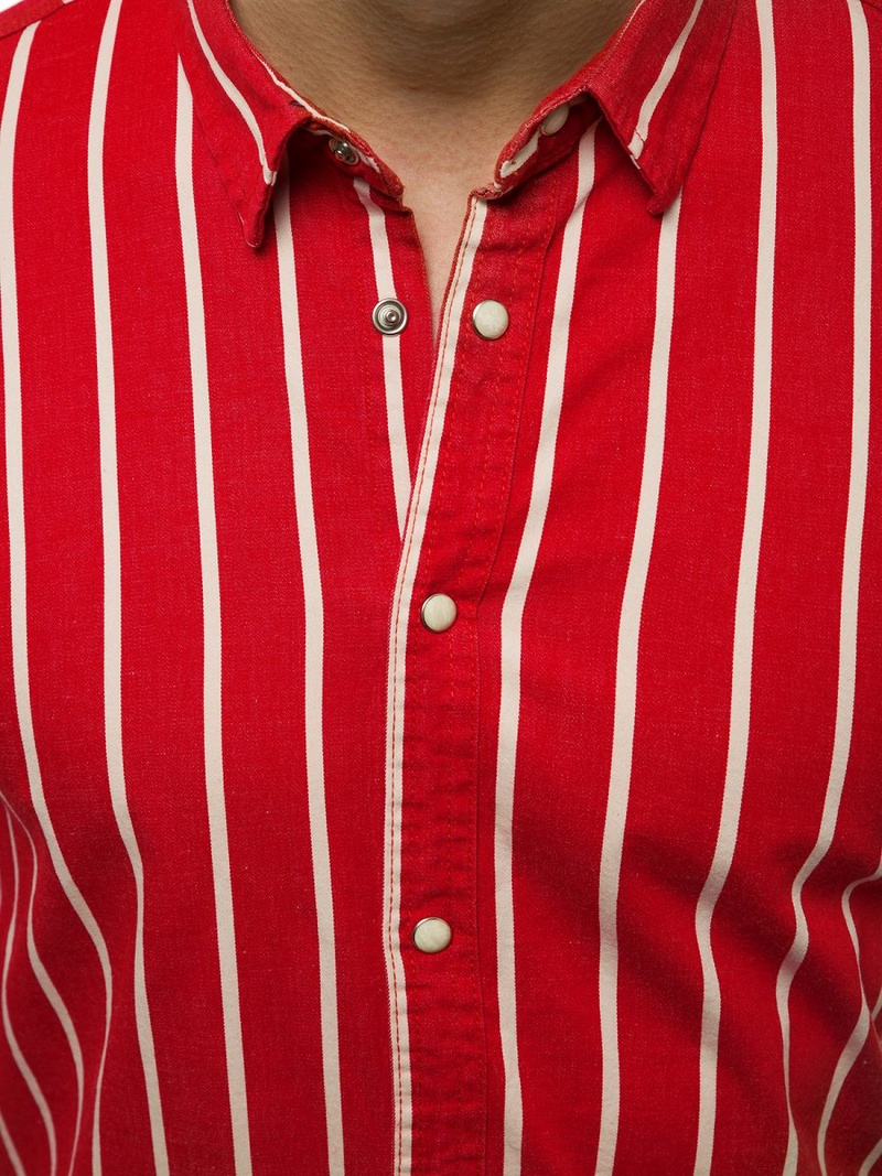 Pánská Košile Červená OZONEE R/1494