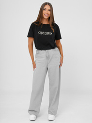 Dámské Tričko Černo-Stříbrná OZONEE JS/YJ77716