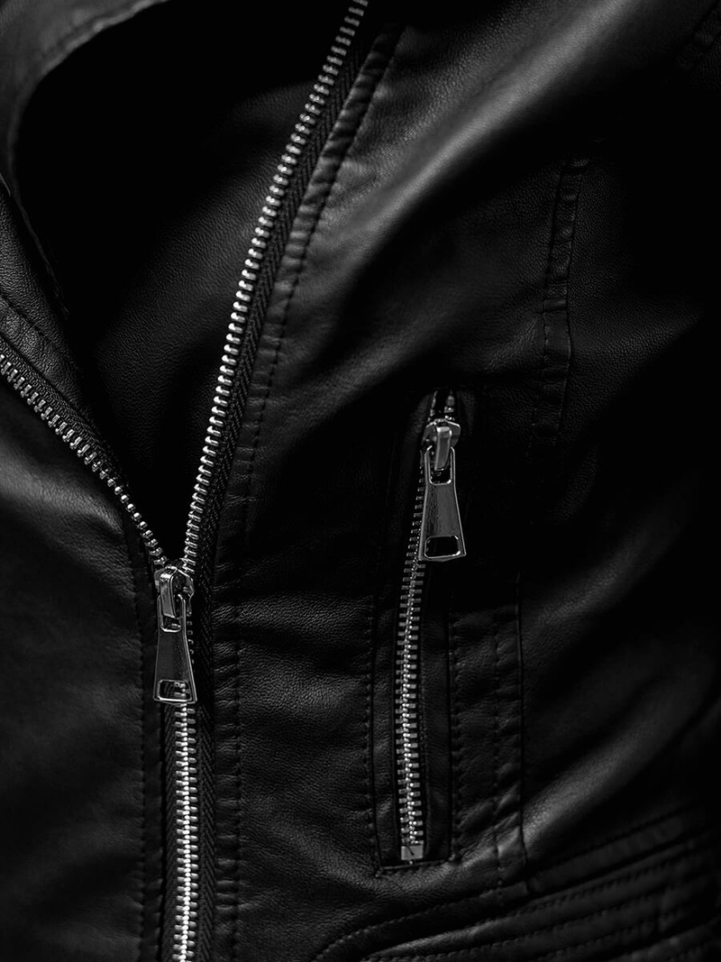 Dámská koženková bunda křivák černá OZONEE JS/11Z8028