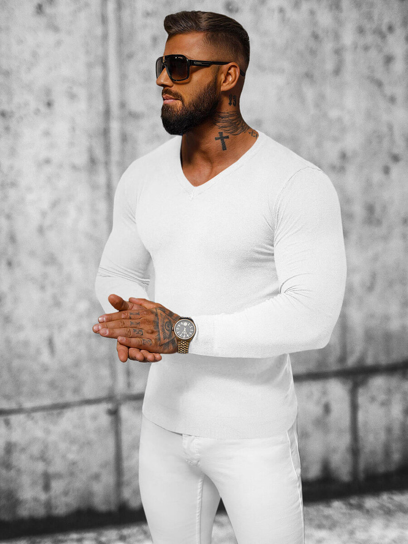 Pánský Svetr Bílý OZONEE NB/MMB601/1Z