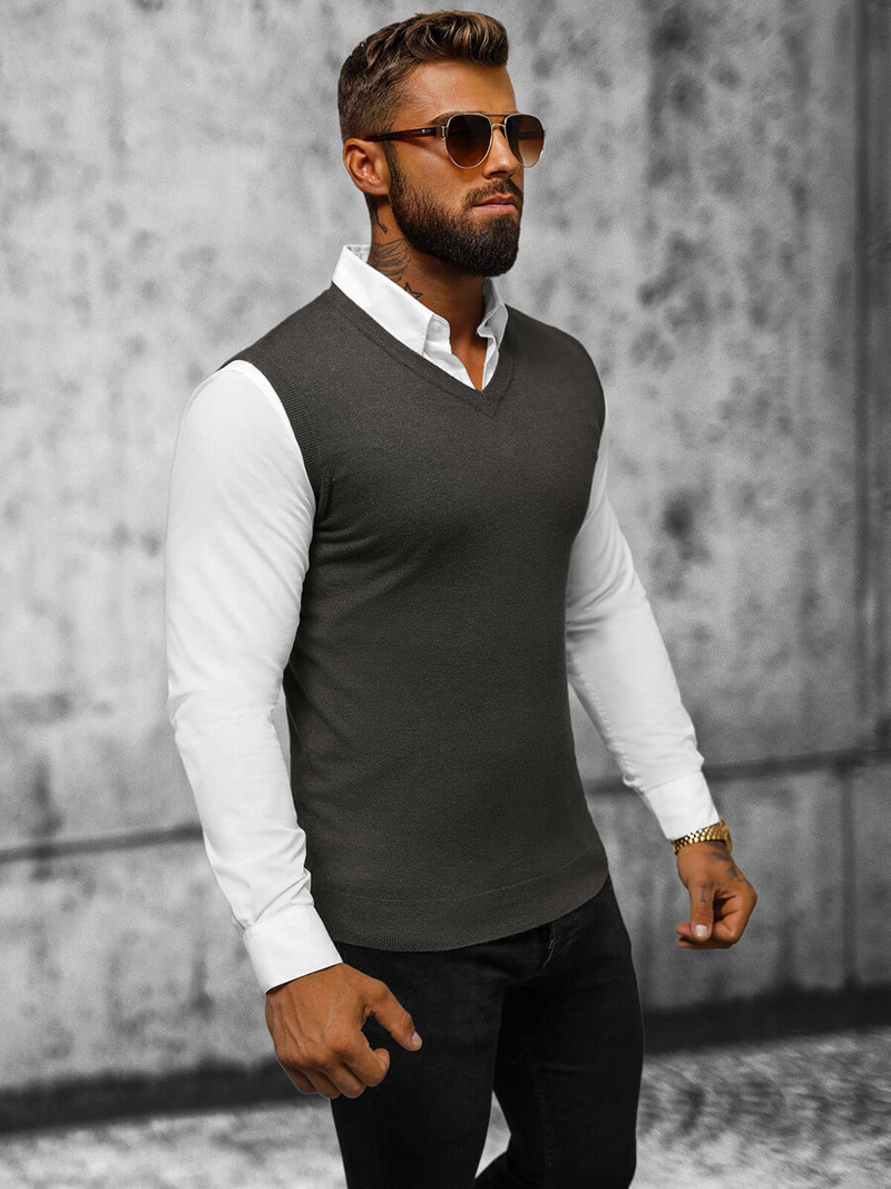 Pánský Svetr Grafitové OZONEE NB/MM6005/3Z