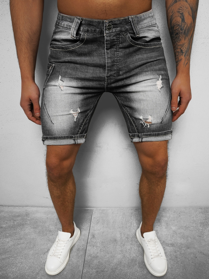 Pánské Džínové Kraťasy Černé OZONEE NB/MP0040N