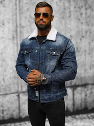 Pánská Džínová Bunda Šerpa Tmavě Modrá OZONEE NB/MJ516BSZ