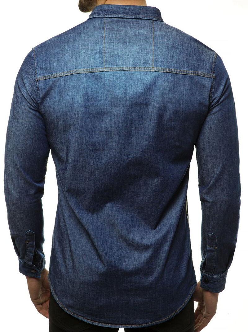 Pánská Džínová Košile Tmavě-Modrá OZONEE R/3053