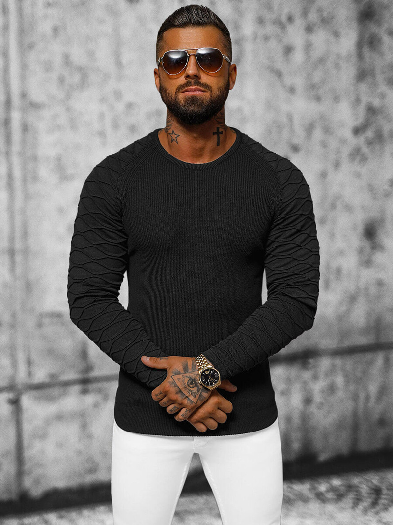 Pánský Svetr Černý OZONEE L/2486Z