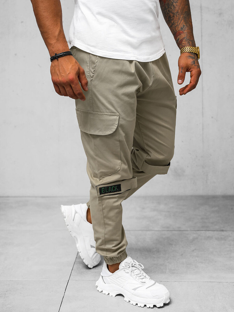Pánské Chino Jogger Kalhoty Béžové OZONEE O/G3014Z