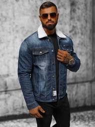 Pánská Džínová Bunda Šerpa Tmavě Modrá OZONEE NB/MJ516BSZ