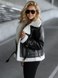 Dámská Koženková Bunda Černo-Bílá OZONEE JS/11Z8177Z