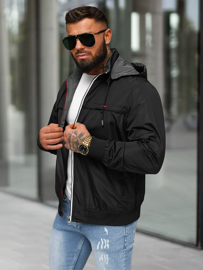 Pánská Oboustranná Bunda Černá OZONEE JS/16M9207/392