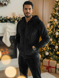 Pánská Velurová Tepláková Souprava Černá OZONEE JS/8C1169/3Z