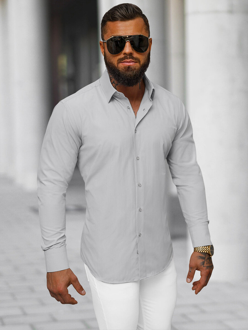 Pánská Košile Šedé OZONEE O/V118