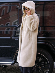 Dámská zimní kožešinová bunda béžová OZONEE JS/11Z8250