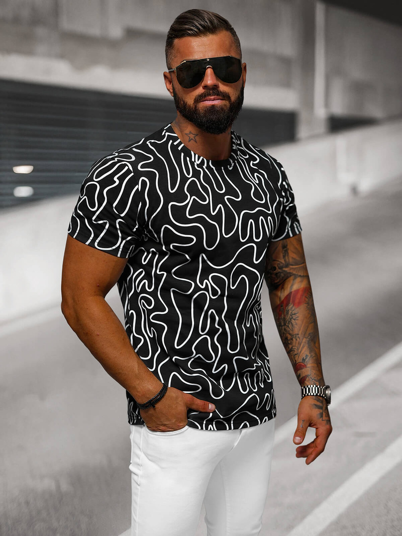 Pánské Tričko Černé OZONEE JS/8T1198/3