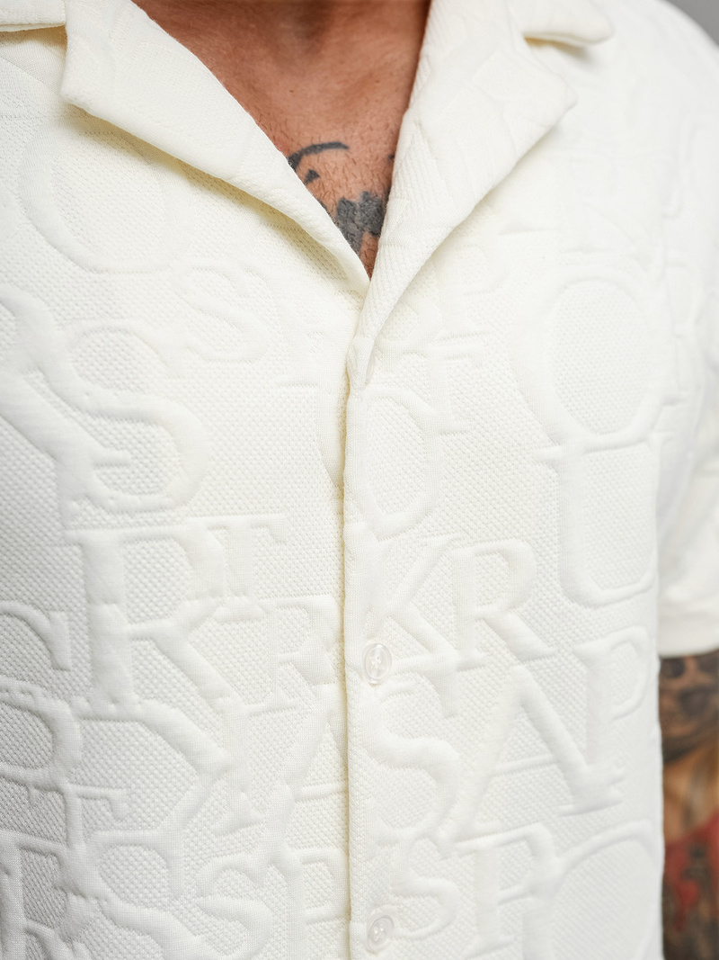 Pánská Košile s Krátkým Rukávem Ecru OZONEE O/B2256