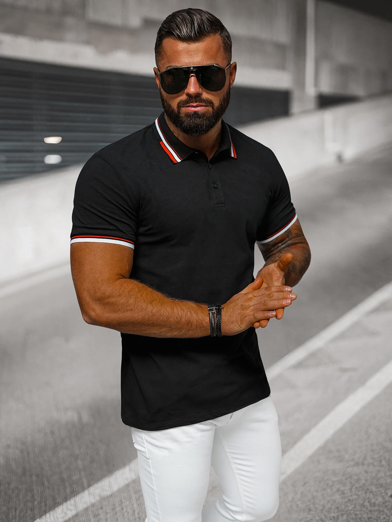 Pánské Polo Tričko Černé OZONEE O/DA736