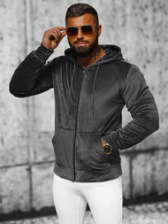 Pánská Velurová Mikina Grafitová OZONEE JS/8B1168/6