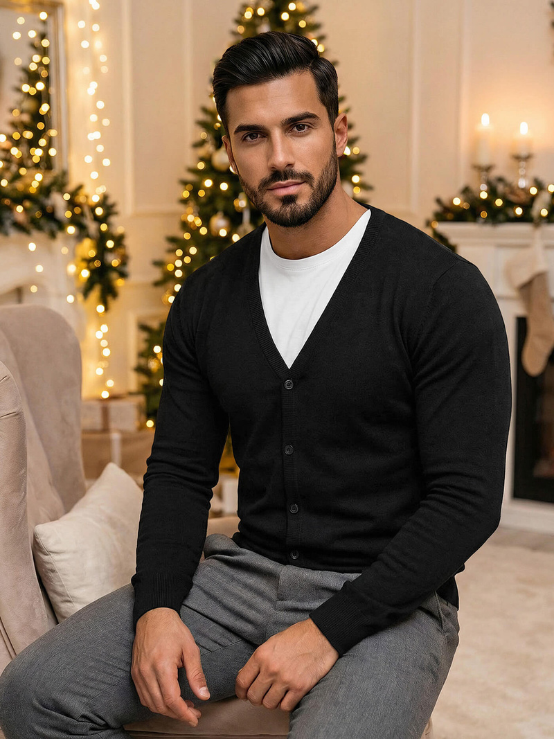 Pánský Svetr Černý OZONEE NB/MM6006/4Z