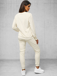 Dámská velurová tepláková souprava ecru OZONEE O/8C1173/155Z