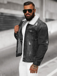 Pánská Džínová Bunda Šerpa Černá OZONEE NB/MJ502NZ