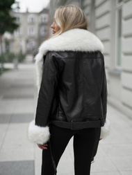 Dámská koženková bunda černo-béžová OZONEE JS/61M8507/392BZ