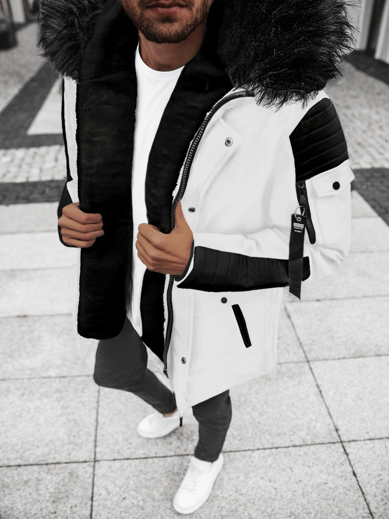 Pánská Zimní Bunda Bílo-Černá OZONEE O/5832/22