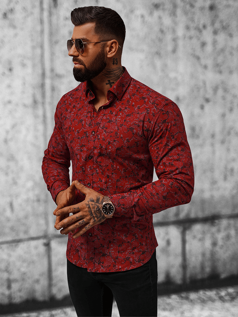 Pánská Košile Vínová OZONEE O/V13