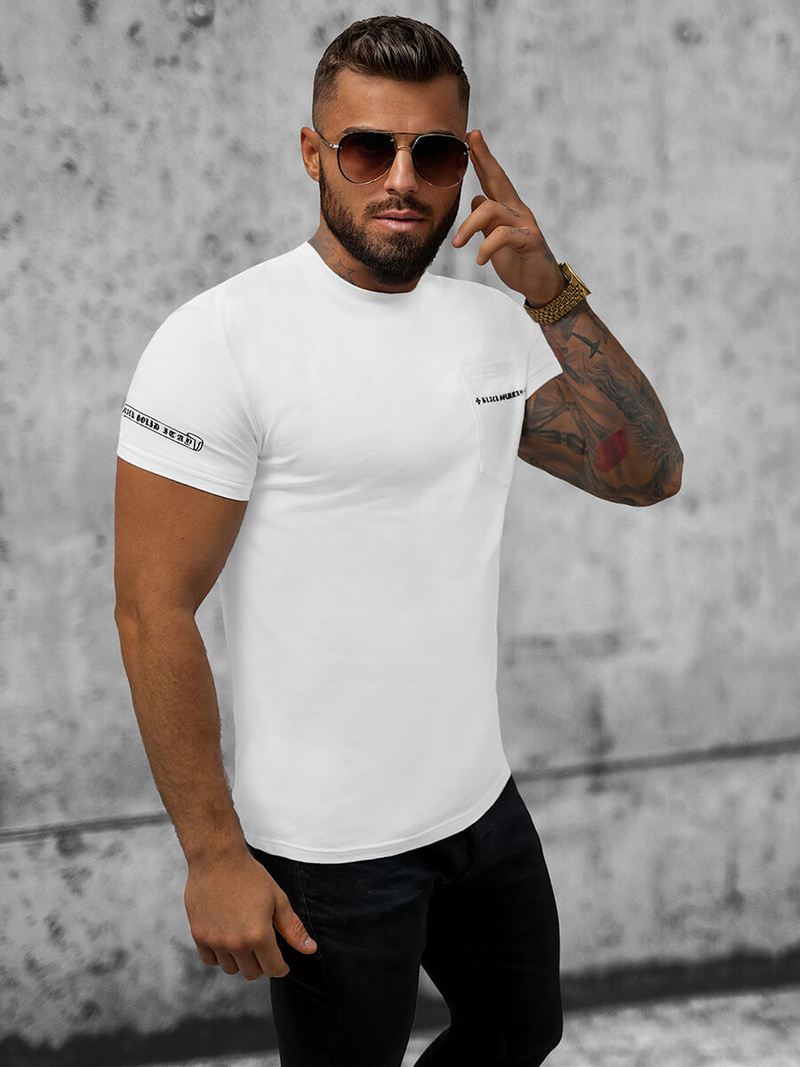 Pánské Tričko Bílé OZONEE NB/MT3044