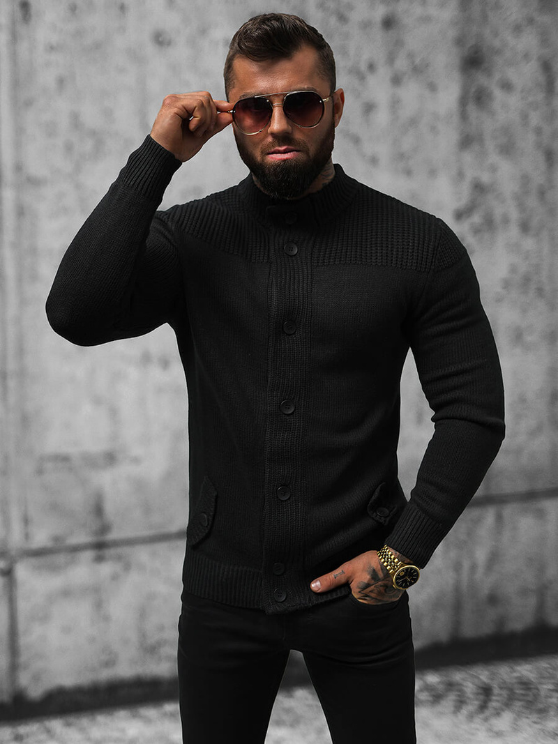 Pánský Svetr Černý OZONEE NB/MM6011/4