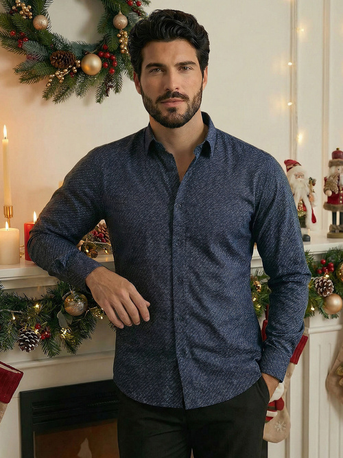 Pánská Košile Námořnická Modřá OZONEE V/V186Z