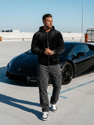 Pánská Velurová Mikina Černá OZONEE JS/8B1168/3Z