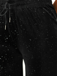 Dámské Velurové Kalhoty Černé OZONEE JS/92K519/3