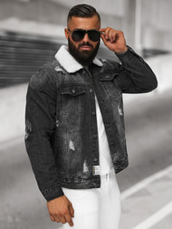 Pánská Džínová Bunda Šerpa Černá OZONEE NB/MJ502NZ