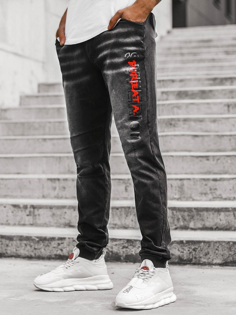 Pánské Džíny Jogger Černo-Červené OZONEE JS/KK1101-2