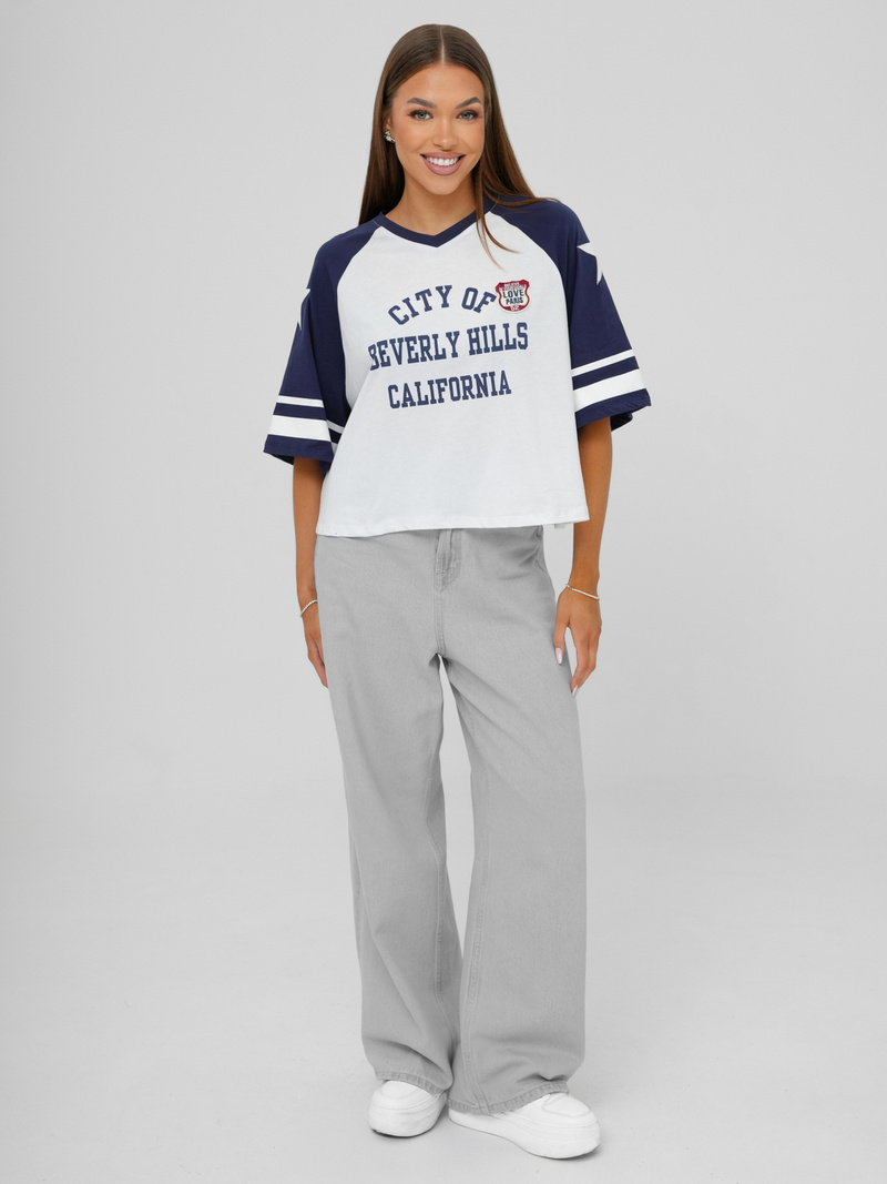 Dámské tričko bílo-námořnické modré OZONEE JS/R62493