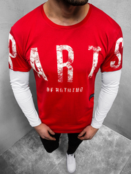 Pánské Tričko S Dlouhým Rukávem Červený OZONEE O/1292Z