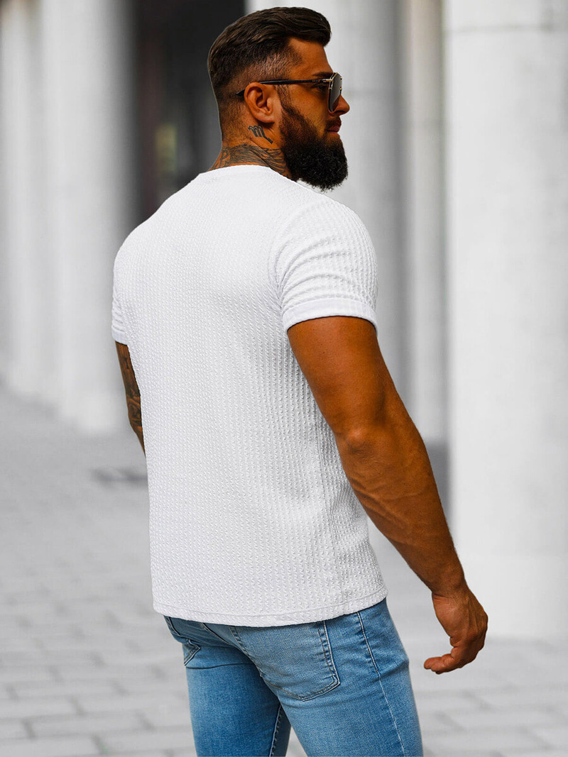 Pánské Tričko Bílé OZONEE O/7766T