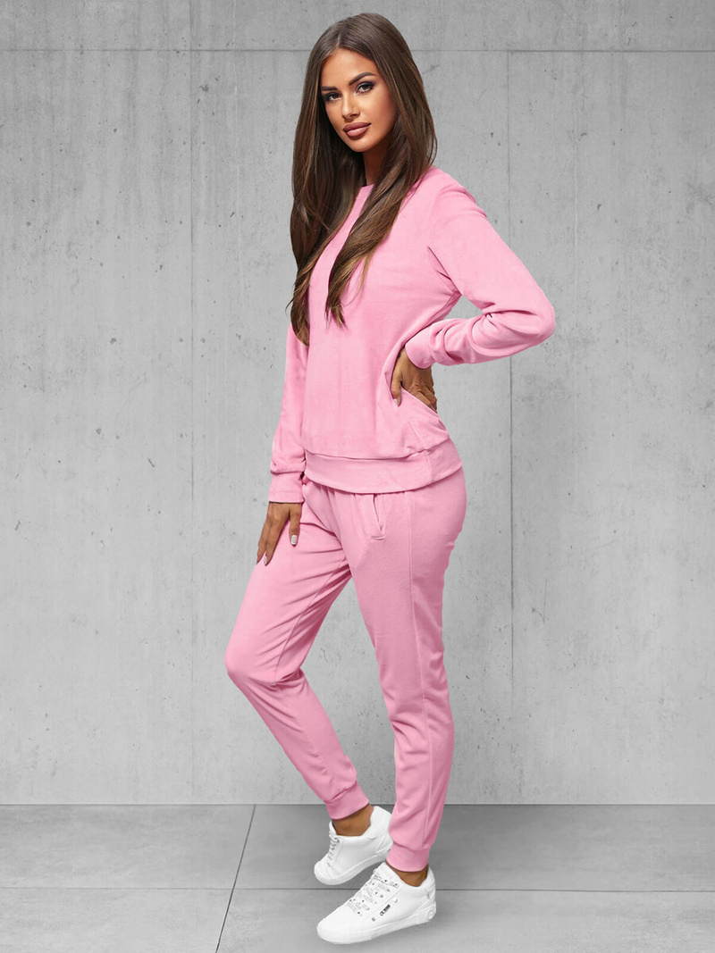 Dámská velurová tepláková souprava prášková růžová OZONEE O/8C1173/38Z