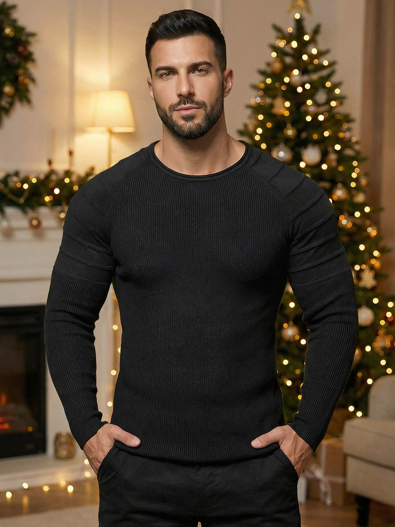 Pánský Svetr Černé OZONEE L/2500Z